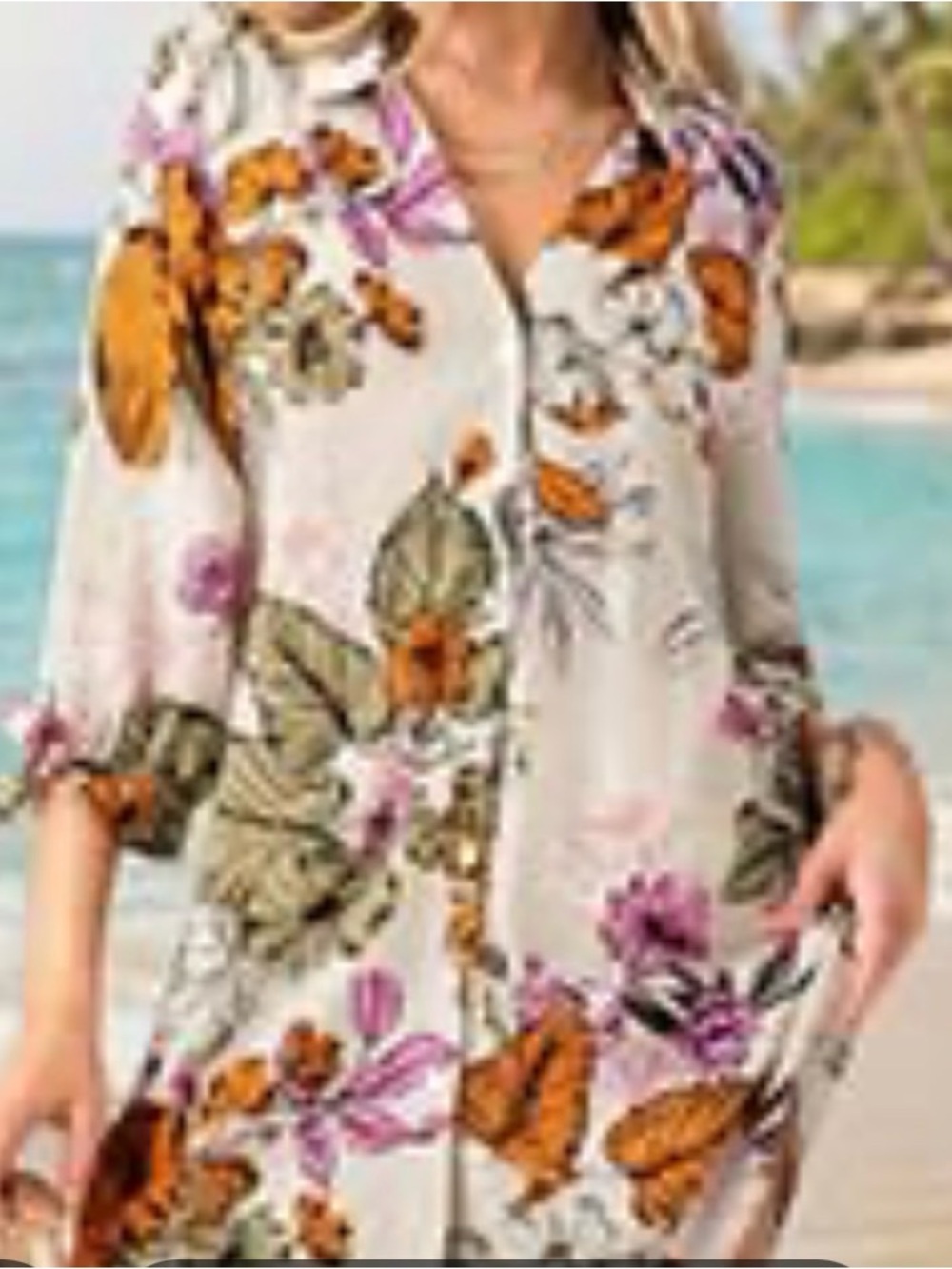 Cupshe NWT Cream Oaklyn Button-Front Floral High Low Relaxed Flowy Shirt Dress